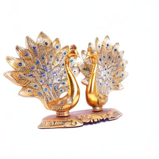 Double Peacock Metal Statue, Lovers Peacock Couple, Animal Showpiece Figurines, Feng Shui as Table Top Figurine for Living Room, Office, Bedroom, Decorative