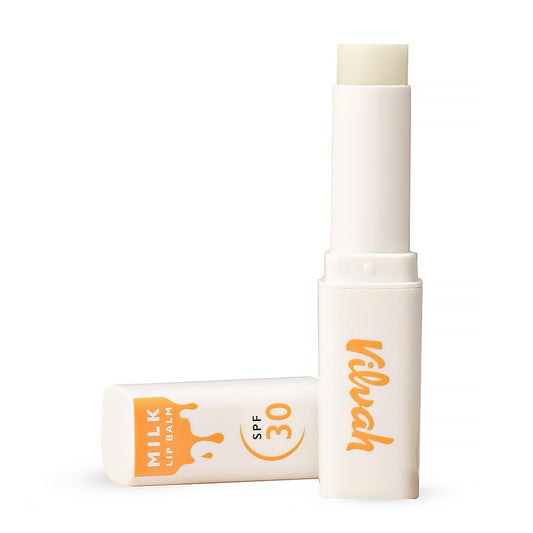 Vilvah Milk Lip Balm SPF 30 | Non-Tinted Lip Balm with Broad Spectrum UVA & UVB Protection | Intense Moisturisation & Barrier Repair | Mineral UV Filters, Soy Milk & Vitamin E | For All Skin Types, Men & Women