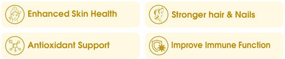 List of health benefits with icons and text on a yellow background