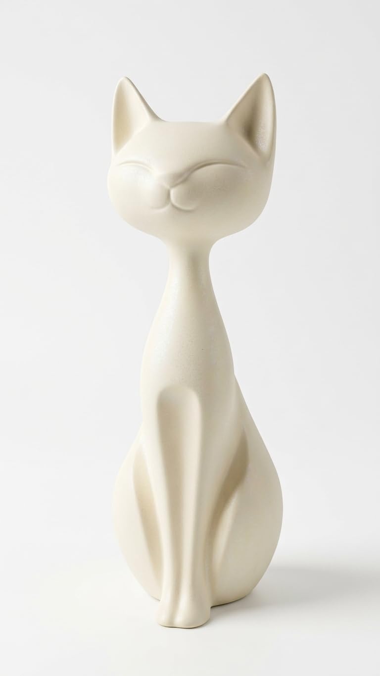 Meditation Cat Statue White | 3D Printed Yoga Cat Figurine | Sitting Cat Sculpture with Serene Expression | Home Décor Showpiece & Gift Item