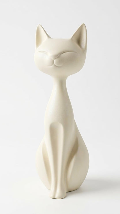 Meditation Cat Statue White | 3D Printed Yoga Cat Figurine | Sitting Cat Sculpture with Serene Expression | Home Décor Showpiece & Gift Item