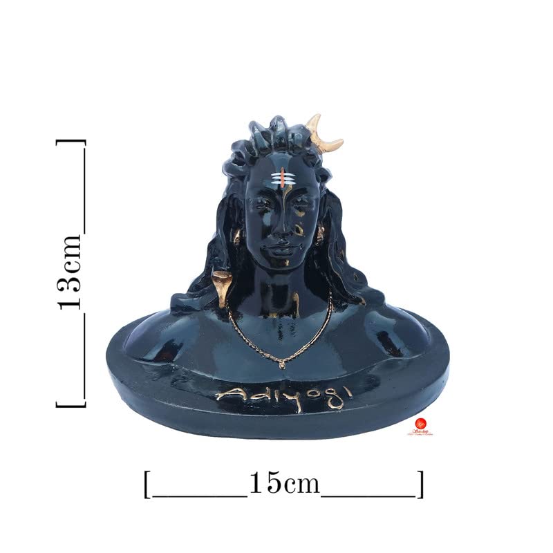 Adiyogi Shiva Murti | Lord Shiva Figurine | Polyresin Mahadev Idol Shankara Pooja & Gift Showpiece Items for Home Decor, Temple Puja Mandir Decoration (Black)