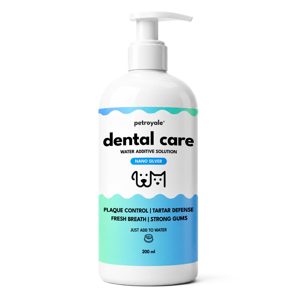 Petroyale Dental Care Water Additive for Dogs & Cats with Nano Silver | Dog Teeth Cleaner for Fresh Breath, Plaque & Tartar Control | Pet Dental Care, Dog Mouth Freshener, Pets Dental Care, 200 ml