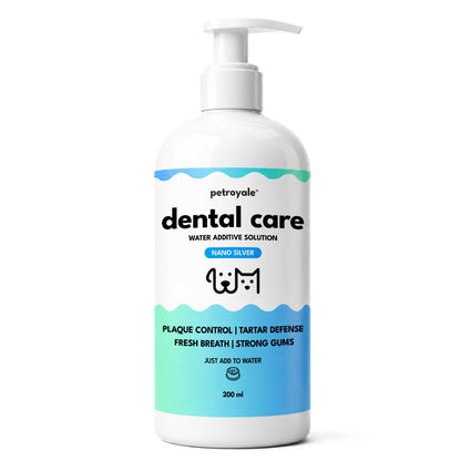 Petroyale Dental Care Water Additive for Dogs & Cats with Nano Silver | Dog Teeth Cleaner for Fresh Breath, Plaque & Tartar Control | Pet Dental Care, Dog Mouth Freshener, Pets Dental Care, 200 ml