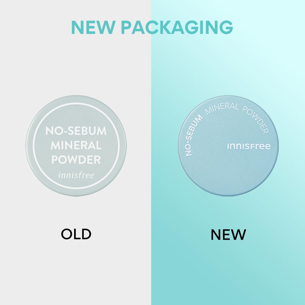 Innisfree No Sebum Mineral Natural Powder 5g | Korean Setting Powder for Face | Oil Control for Oily Skin, Makeup Fixer, Reduces Hair Greasiness, Mattifying, Long-Lasting, Compact, Loose Powder
