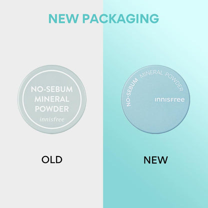 Innisfree No Sebum Mineral Natural Powder 5g | Korean Setting Powder for Face | Oil Control for Oily Skin, Makeup Fixer, Reduces Hair Greasiness, Mattifying, Long-Lasting, Compact, Loose Powder