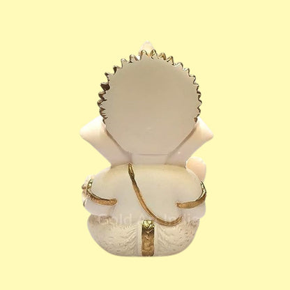 Gold Art India Peach Terracotta Colour Golden Paint Work Vinayaka Idol Car Dashboard Idol Ganesha Murti Ganpati Idol for Home Decor Puja Lord Ganesh Statue Gift for Office Desk Puja Room Figurine