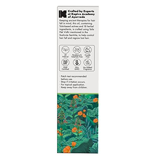 Kapiva Tulsi Anti-Hair Fall Oil for Unisex Adult (200 ml) Visible Results in 2 Months 100% Ayurvedic With Tulsi-Based Actives