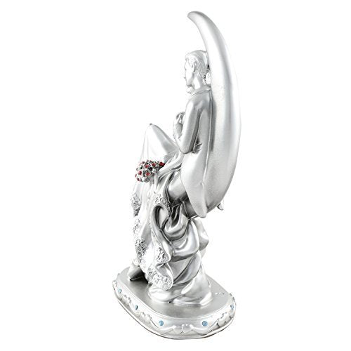 Romantic Loving Couple Showpiece for Valentines, Birthday, Wedding Gifts Decorative Showpiece - 20 cm (Polyresin, Silver)