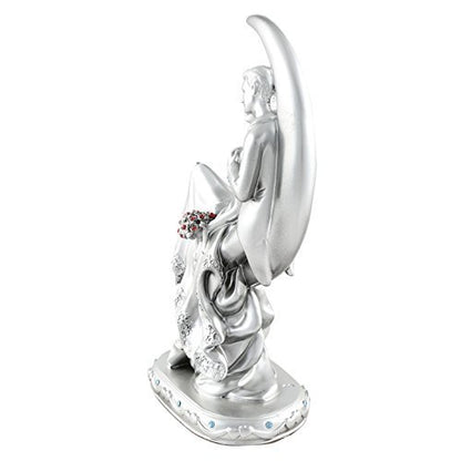 Romantic Loving Couple Showpiece for Valentines, Birthday, Wedding Gifts Decorative Showpiece - 20 cm (Polyresin, Silver)