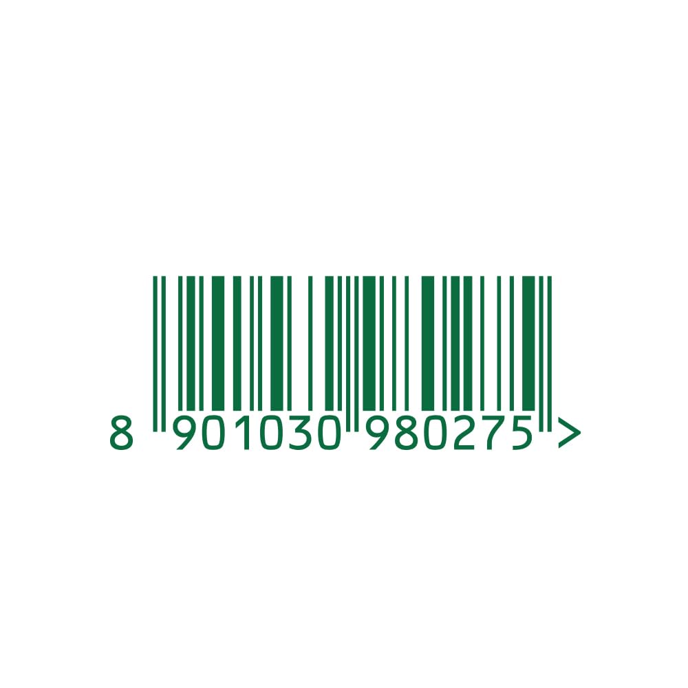 Green barcode with a sequence of numbers on a white background