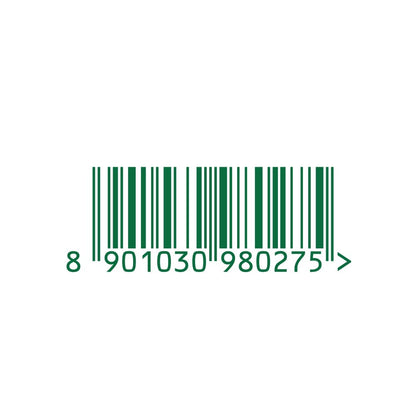Green barcode with a sequence of numbers on a white background