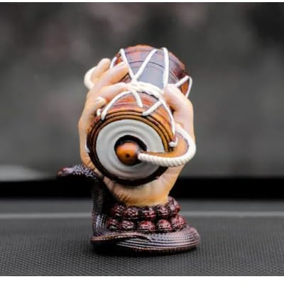 Shivji Idol for Car Dashboard, Home Temple & Office Desk | Compact Resin Mahadev Murti for Puja Room, Table Decor & Spiritual Gift | Small Lord Shiva Statue (Brown Holding Damru)