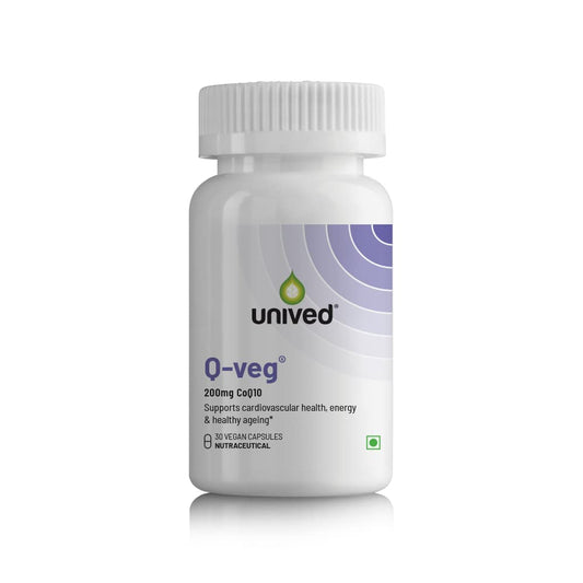 Zephivo Unived Q-Veg, Natural Fermented CoEnzymeQ10 for Heart Health & Potent Anti-oxidant Activity, Highly Bio-Available with Piperine, 200mg Elemental CoQ10-30 caps
