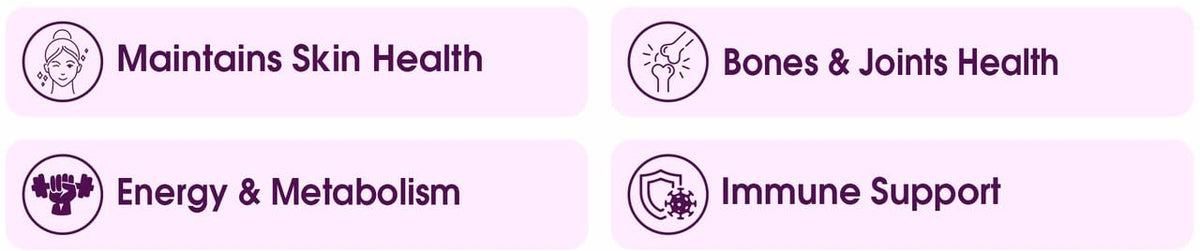 List of health benefits on a purple background