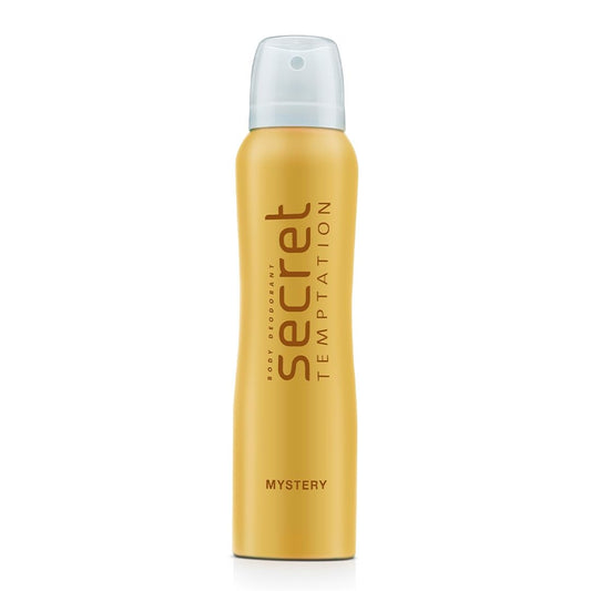 Secret Temptation deodorant spray bottle on a white background