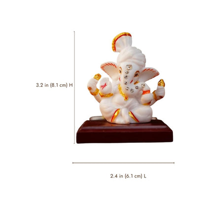 Pagri Ganesh Ji Murti Idol Decorative Showpiece for Home Decor | Ganesh Idol for Car Dashboard, Home Temple, Office Desk, Pooja Room | God Idols for Puja & Festival Statue Gifting 3.2"