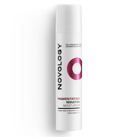 Novology Pigmentation Reduction Moisturizer bottle on a white background