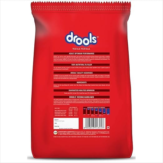 Drools Adult Dry Dog Food 10kg | Chicken Flavour | Optimum Protein & Energy Ratio | High-Grade Protein with Vitamins & Minerals | Easily Digestible for Optimum Performance
