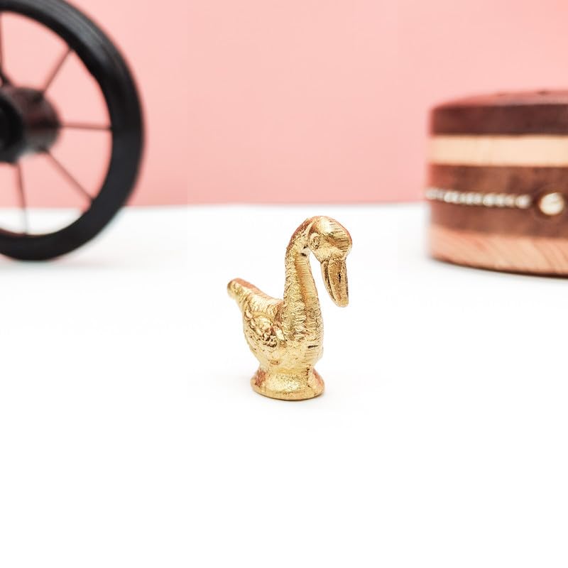 Brass Animal Swan Sculpture Statue Handcrafted Decorative Showpiece Idol for Home, Office Decor (Size : 3.5cm | Weight : 23gm Approxe)