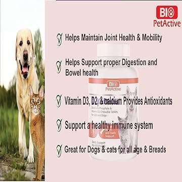 Bio PetActive D-Kaltabs Dicalcium Phospate & Vitamin D3 Chewable Tablets for Cats & Dogs Helps in Strong Bone & Teeth Support(30 Tablets)