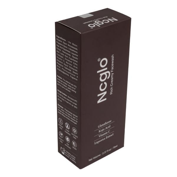 Ncglo Face Wash with Glutathione, Kojic Acid Dipalmitate, Liquorice, Niacinamide, Glycolic Acid, Lactic Acid, D-Panthenol, Vitamin-C for Skin Brightening and Cleansing