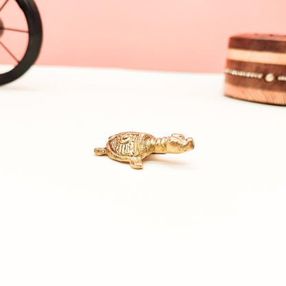 Brass Animal Turtle Sculpture Statue Handcrafted Decorative Showpiece Idol for Home, Office Decor (Size : 4.5cm | Weight : 24gm Approxe)