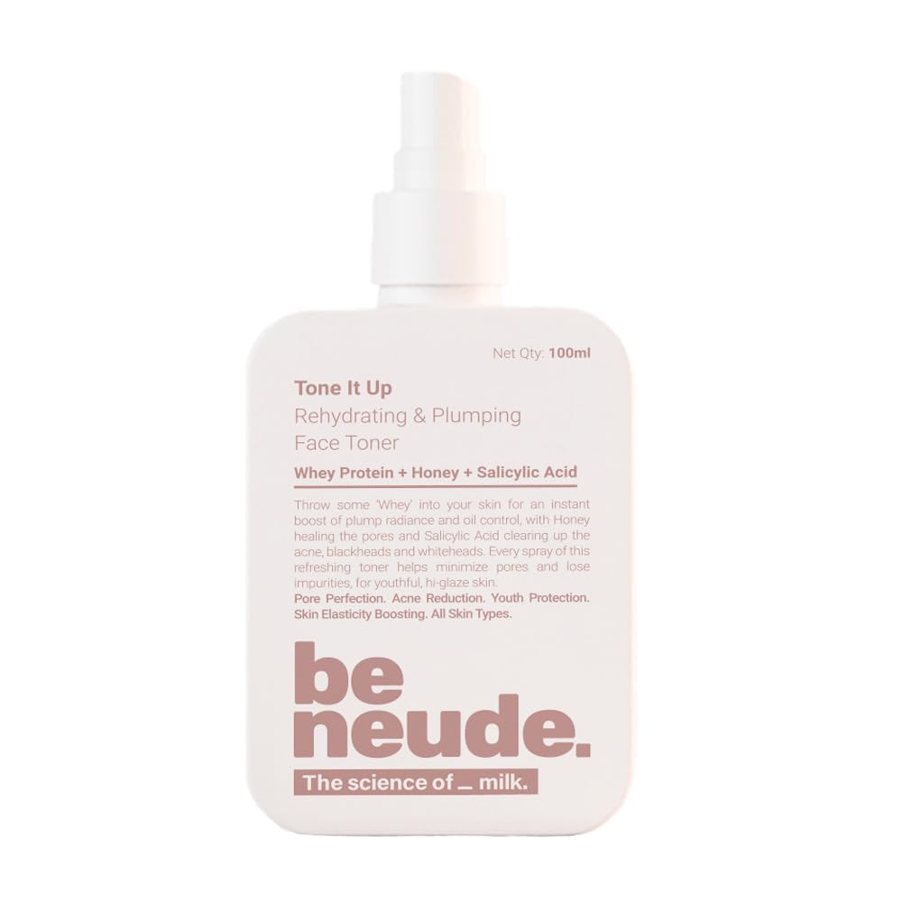 Be Neude Niacinamide Face Toner - 100 ml with Whey Protein Milk Peptides and 2% Salicylic Acid for Oil and Acne Prone Skin, Hydrating, Fades, Blemishes, Brightens and Tightens Pores
