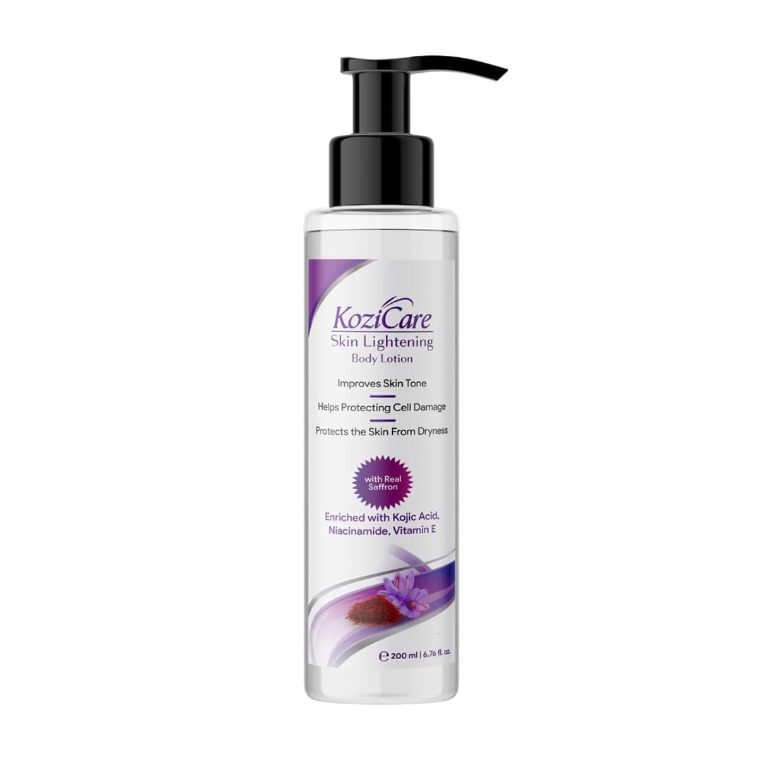 Kozicare Cream Saffron Body Lotion For All Skin Types | Shea Butter Body Lotion, Niacinamide & Kojic Acid Body Lotion | Reduce Dryness & Flakiness | Soft, Supple & Moisturize Skin - 200 Ml
