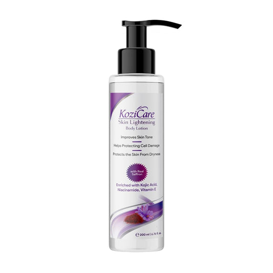 Kozicare Cream Saffron Body Lotion For All Skin Types | Shea Butter Body Lotion, Niacinamide & Kojic Acid Body Lotion | Reduce Dryness & Flakiness | Soft, Supple & Moisturize Skin - 200 Ml