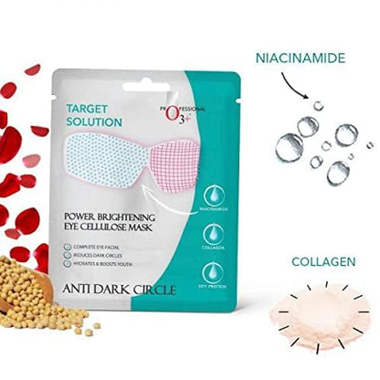 O3+ Power Brightening Eye Cellulose Mask for Collagen Whitening Moisturizing Under Eye Dark Circle Remover sheet mask (Single use only) 5G