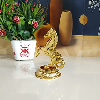 Jumping Horse Metal Statue for Wealth Table Top Figurine for Living Room Bedroom Home Office Animal Decorative Showpiece Feng Shui Vanstu Sculpture for Gift Purpose.