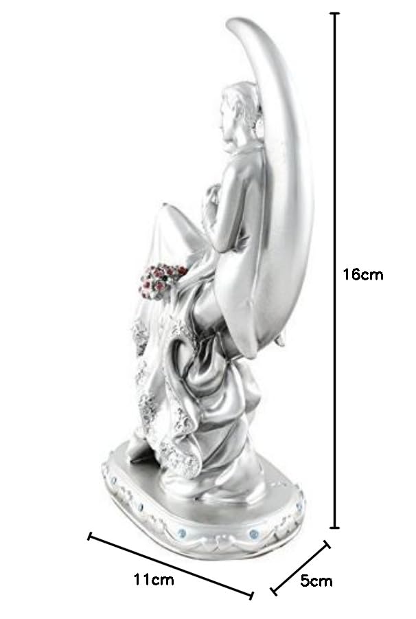 Romantic Loving Couple Showpiece for Valentines, Birthday, Wedding Gifts Decorative Showpiece - 20 cm (Polyresin, Silver)