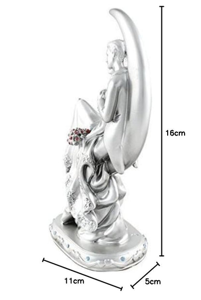 Romantic Loving Couple Showpiece for Valentines, Birthday, Wedding Gifts Decorative Showpiece - 20 cm (Polyresin, Silver)