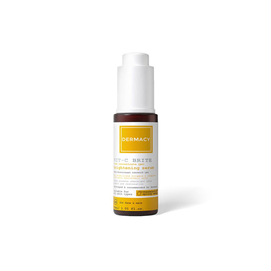 Dermacy Vit - C Brite Core Concentrate (PM) Brightening Face Serum | Helps Promote Overnight Skin Repair and Restoration| 20% Stabilized Vitamin - C Complex + 100% Pure Hyaluronic Acid + ThermoActiv Spring Water| Suitable For All Skin Types | 30ml