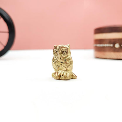 Brass Animal Owl Sculpture Statue Handcrafted Decorative Showpiece Idol for Home, Office Decor (Size : 3cm | Weight : 25gm Approxe)