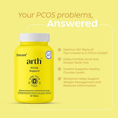 Arth Hormonal Balance Combo for Women | Perimenopause Support for Mood Swings, Hot Flashes & Hormonal Wellness + PCOS Support Tablets for Cycle Regularity, Metabolism & Reproductive Health