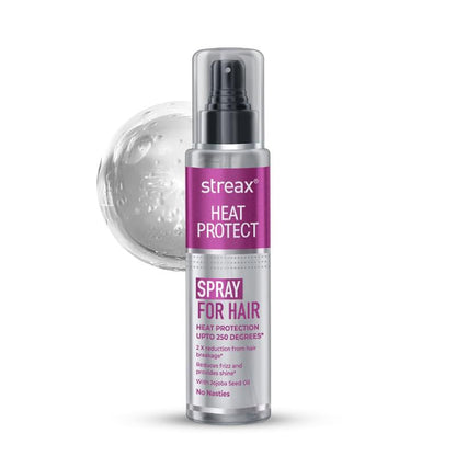 Streax Heat Protectant Spray for Hair - 100 ml, Hair Styling Spray for Women & Men I Heat Protection Spray from heat|Heat protection serum|Protection upto 250°C & 2X Less Hair Breakage