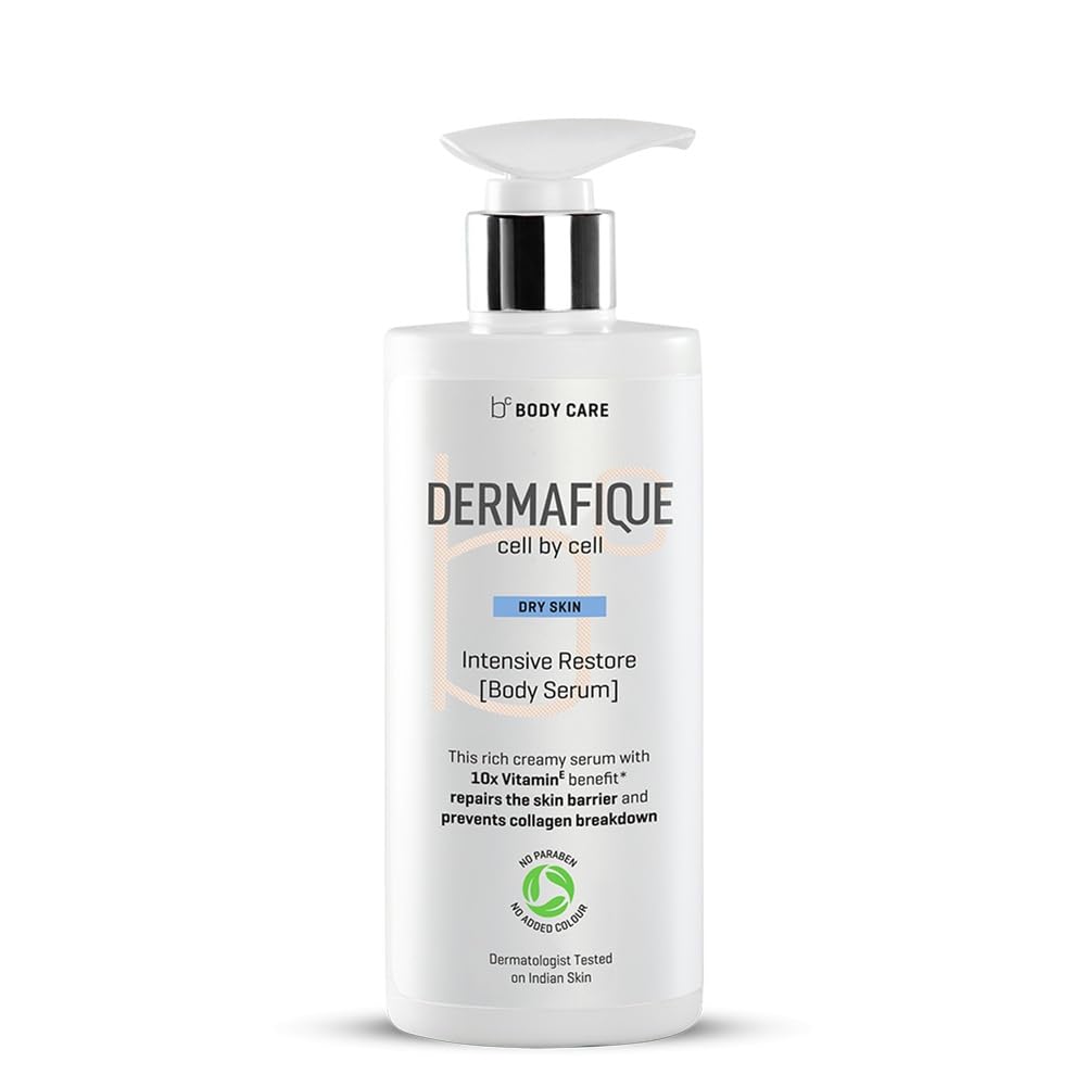 Dermaifique body serum bottle on a white background