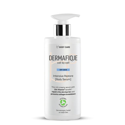 Dermaifique body serum bottle on a white background