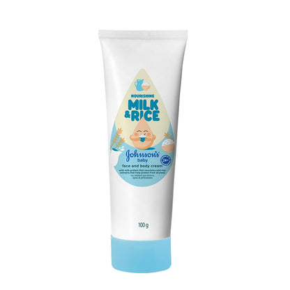 Johnson's Baby Milk & Rice Cream for Summer 100g | Lightweight Moisturizer | With Milk Protein & Vitamin E | Soft & Smooth Skin | Hypoallergenic | For Dry & Sensitive Baby Skin