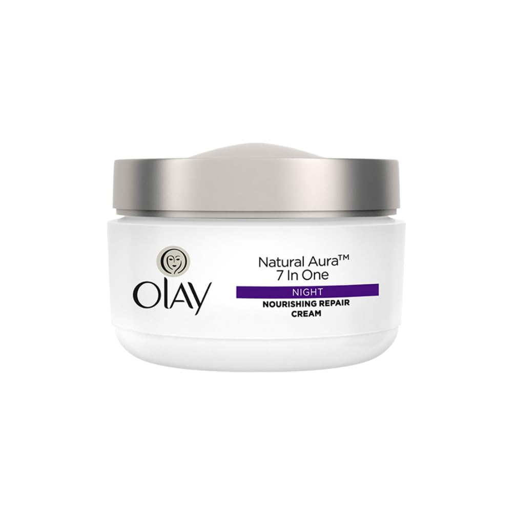 Olay Night Nourishing Repair Cream jar on a white background