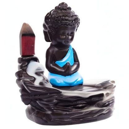 eCraftIndia Buddha Smoke Backflow Incense Holder (7.01 cm x 7.01 cm x 11.98 cm, Black and Blue)