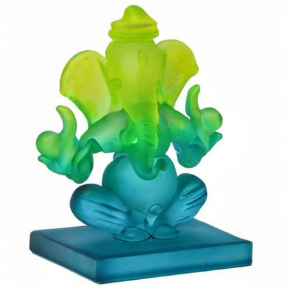 Green and Blue Double Sided Crystal Car Ganesha Showpiece