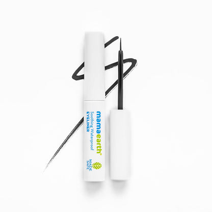 Mamaearth Soothing Waterproof Glossy Finish Liquid Eyeliner With Almond & Castor Oil For 10 Hr Long Stay - 3.5 Ml, Black