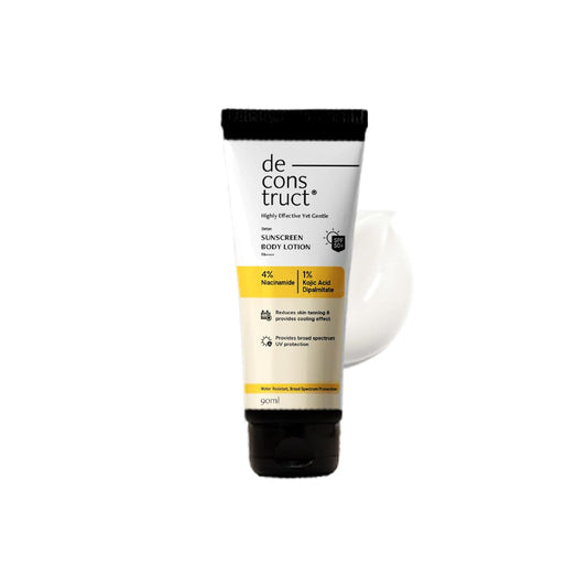 Deconstruct sunscreen body lotion tube on a white background