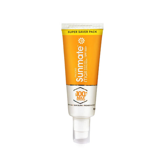 Sunmate Max Aqua Gel Sunscreen With SPF 100+ And PA++++ | For all Skin Types I Oil Free, Non-Greasy, No Sweat, No White Cast, Non Comedogenic Prevents Suntan, Sunburn And Pigmentation | 70 GM