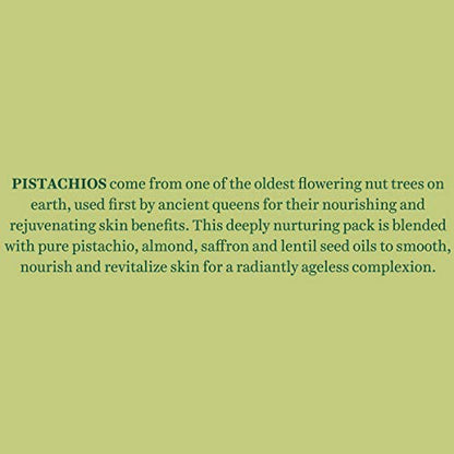 Text about pistachios and their benefits on a green background