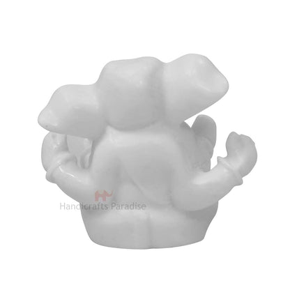 Paradise Handcrafted White Marble Lord Ganesha Idol, Natural Marble Ganesh Murti for Home Temple, Pooja Mandir, Office Desk, Home Décor & Auspicious Gift 2.75 Inch Height