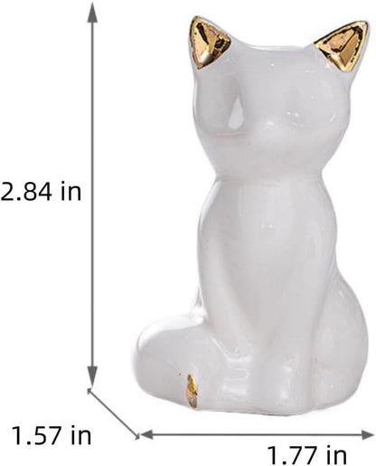 Street27® Home Decor Elephant Statues,1 Pair, Small Decorative Accents for Shelves, Livingroom and Bedroom, Gold and White (2pcs Cute Fox)